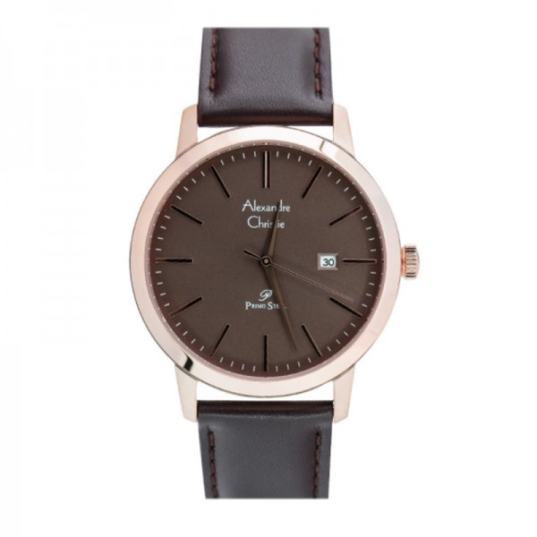 Alexandre Christie AC 1007 Rosegold Brown Leather MDLRGBO